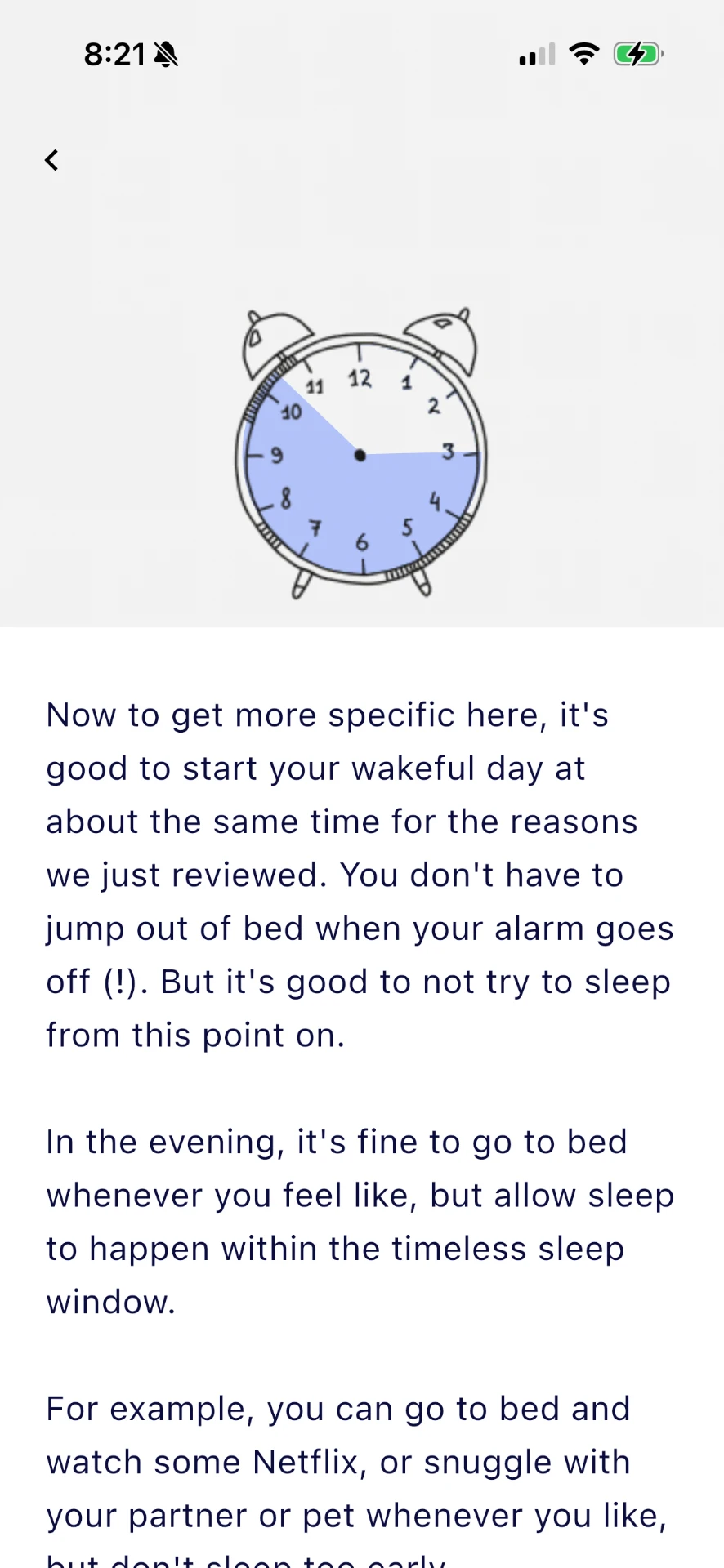 A BedTyme lesson about the timeless sleep window, with an alarm clock illustration